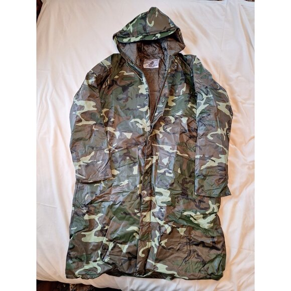 VTG Seaway Mens Camo Hunting Parka Jacket Rain Coat S 42" Insulated Hooded NWOT - Picture 1 of 6